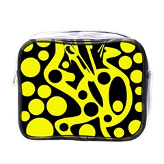 Black And Yellow Abstract Desing Mini Toiletries Bags by Valentinaart