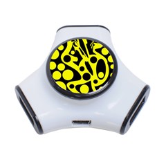 Black And Yellow Abstract Desing 3-port Usb Hub by Valentinaart