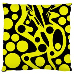 Black And Yellow Abstract Desing Large Cushion Case (two Sides) by Valentinaart