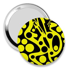 Black And Yellow Abstract Desing 3  Handbag Mirrors by Valentinaart