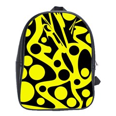 Black And Yellow Abstract Desing School Bags (xl)  by Valentinaart