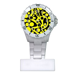 Black And Yellow Abstract Desing Plastic Nurses Watch by Valentinaart