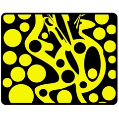 Black And Yellow Abstract Desing Double Sided Fleece Blanket (medium)  by Valentinaart