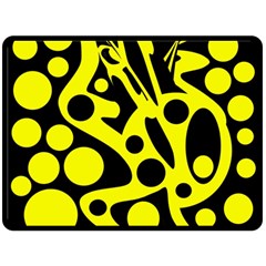 Black And Yellow Abstract Desing Double Sided Fleece Blanket (large)  by Valentinaart