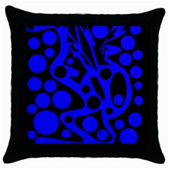 Blue And Black Abstract Decor Throw Pillow Case (black) by Valentinaart