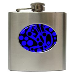 Blue And Black Abstract Decor Hip Flask (6 Oz)