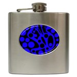 Blue and black abstract decor Hip Flask (6 oz) Front