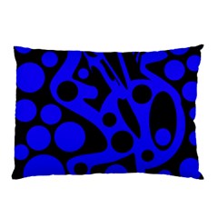 Blue And Black Abstract Decor Pillow Case by Valentinaart