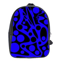 Blue And Black Abstract Decor School Bags(large)  by Valentinaart