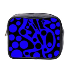 Blue And Black Abstract Decor Mini Toiletries Bag 2-side by Valentinaart