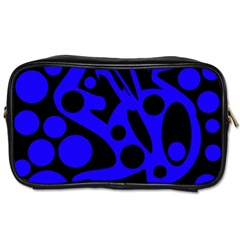 Blue And Black Abstract Decor Toiletries Bags 2-side by Valentinaart