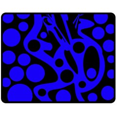 Blue And Black Abstract Decor Fleece Blanket (medium)  by Valentinaart