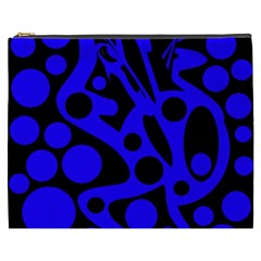 Blue And Black Abstract Decor Cosmetic Bag (xxxl)  by Valentinaart