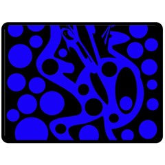 Blue And Black Abstract Decor Double Sided Fleece Blanket (large)  by Valentinaart