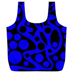 Blue And Black Abstract Decor Full Print Recycle Bags (l)  by Valentinaart