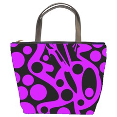 Purple And Black Abstract Decor Bucket Bags by Valentinaart