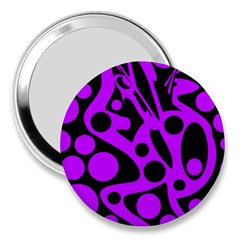 Purple And Black Abstract Decor 3  Handbag Mirrors by Valentinaart