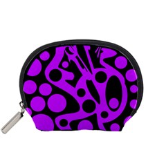 Purple And Black Abstract Decor Accessory Pouches (small)  by Valentinaart