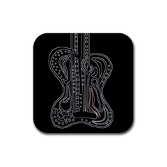 Decorative Guitar Rubber Coaster (square)  by Valentinaart