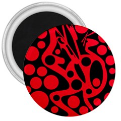 Red And Black Abstract Decor 3  Magnets by Valentinaart