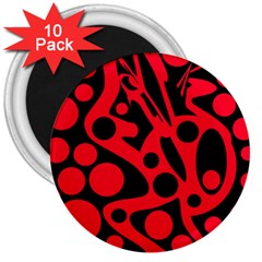 Red And Black Abstract Decor 3  Magnets (10 Pack)  by Valentinaart