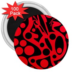 Red And Black Abstract Decor 3  Magnets (100 Pack) by Valentinaart