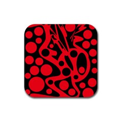 Red And Black Abstract Decor Rubber Coaster (square)  by Valentinaart