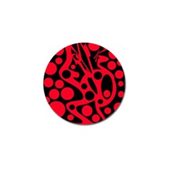 Red And Black Abstract Decor Golf Ball Marker by Valentinaart