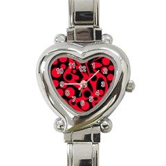 Red And Black Abstract Decor Heart Italian Charm Watch by Valentinaart