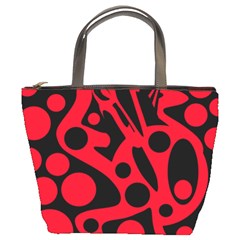 Red And Black Abstract Decor Bucket Bags by Valentinaart