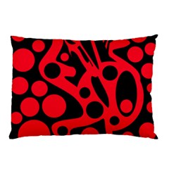 Red And Black Abstract Decor Pillow Case by Valentinaart