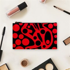 Red And Black Abstract Decor Cosmetic Bag (small)  by Valentinaart