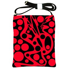 Red And Black Abstract Decor Shoulder Sling Bags by Valentinaart