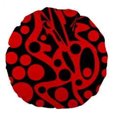 Red And Black Abstract Decor Large 18  Premium Round Cushions by Valentinaart