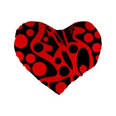 Red And Black Abstract Decor Standard 16  Premium Heart Shape Cushions by Valentinaart