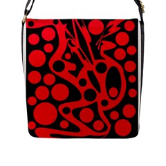 Red And Black Abstract Decor Flap Messenger Bag (l)  by Valentinaart