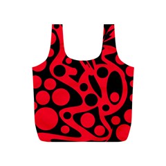 Red And Black Abstract Decor Full Print Recycle Bags (s)  by Valentinaart