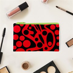 Red And Black Abstract Decor Cosmetic Bag (xs) by Valentinaart