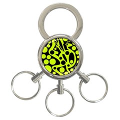 Green And Black Abstract Art 3-ring Key Chains by Valentinaart