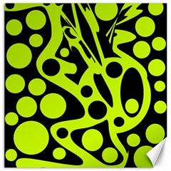 Green And Black Abstract Art Canvas 16  X 16   by Valentinaart