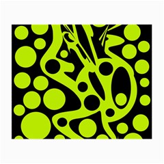 Green And Black Abstract Art Small Glasses Cloth (2-side) by Valentinaart