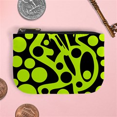 Green And Black Abstract Art Mini Coin Purses by Valentinaart