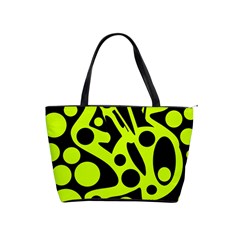 Green And Black Abstract Art Shoulder Handbags by Valentinaart