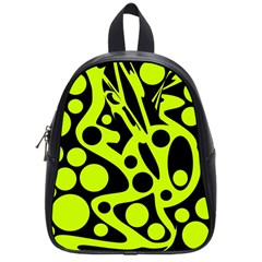 Green And Black Abstract Art School Bags (small)  by Valentinaart