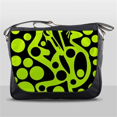 Green And Black Abstract Art Messenger Bags by Valentinaart