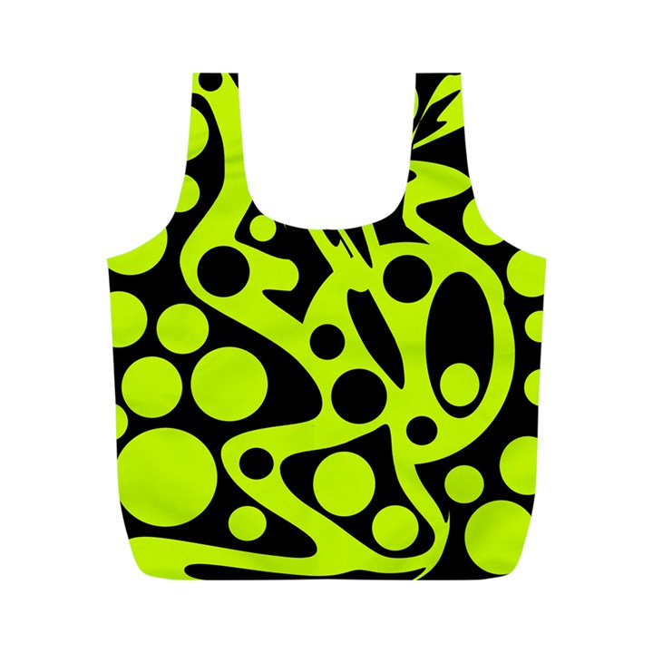 Green and black abstract art Full Print Recycle Bags (M) 