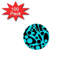 Cyan and black abstract decor 1  Mini Buttons (100 pack) 