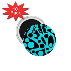 Cyan and black abstract decor 1.75  Magnets (10 pack) 