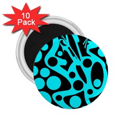 Cyan and black abstract decor 2.25  Magnets (10 pack) 