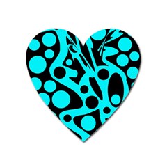 Cyan and black abstract decor Heart Magnet